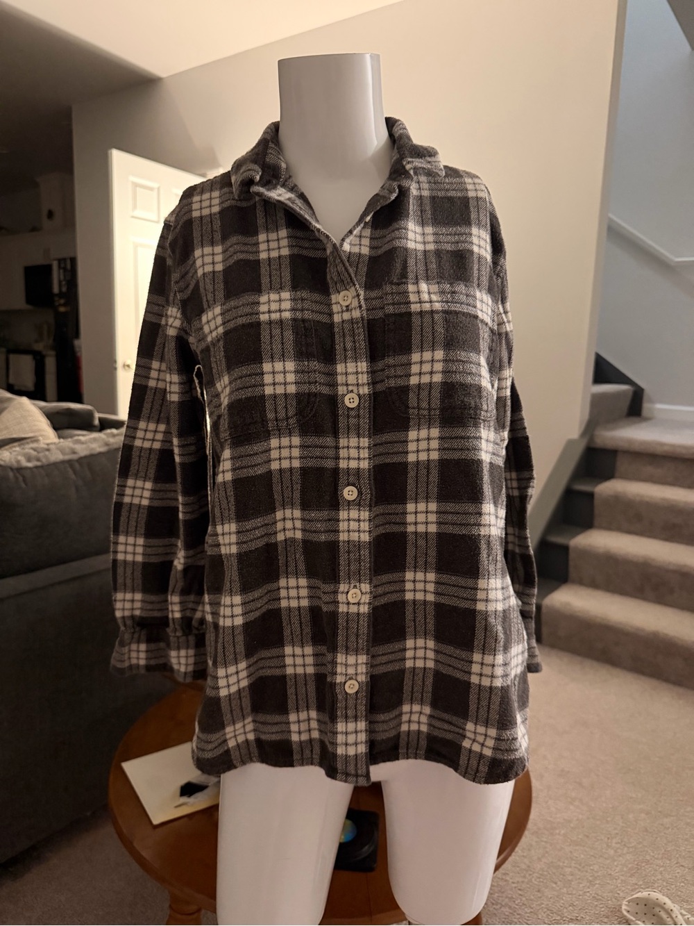 Madewell Black and White flannel Plaid button up Shirt fall pumpkin patch cozy